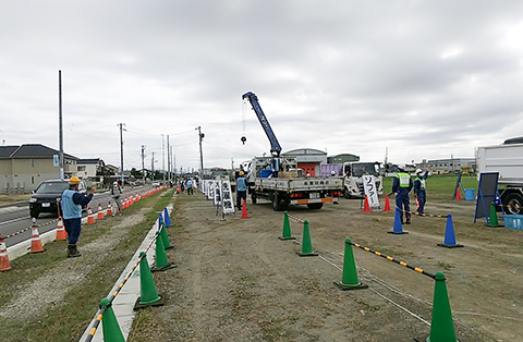 Training to set up and operate temporary storage facilities for disaster waste in Kitanagoya City (Daiseki Eco. Solution)